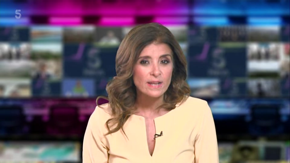 Broadcast still at 1m 30s. Channel 5, 5 News at Lunchtime, 20 October 2026.