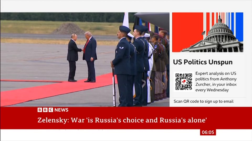 Broadcast still at 5m 30s. BBC News, 21 October 2026.