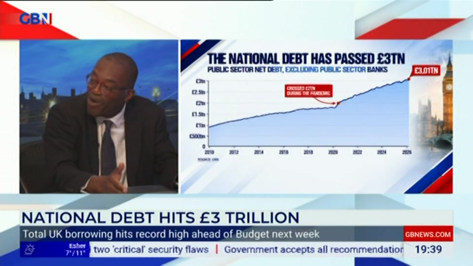 Broadcast still at 39m 30s. GB News, Farage, 21 October 2026.