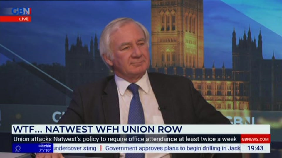 Broadcast still at 43m. GB News, Farage, 21 October 2026.