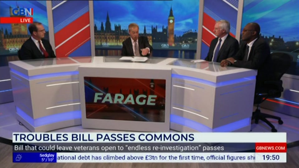 Broadcast still at 50m 30s. GB News, Farage, 21 October 2026.
