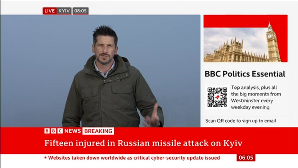 Broadcast still at 5m 30s. BBC News, 22 October 2026.