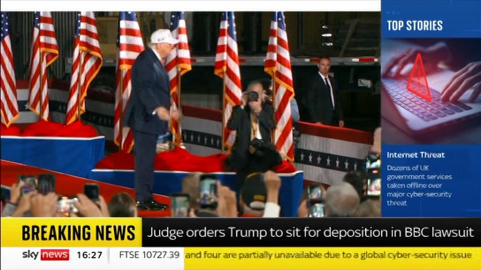Broadcast still at 27m 30s. Sky News, Sky News Today with Jayne Secker, 22 October 2026.
