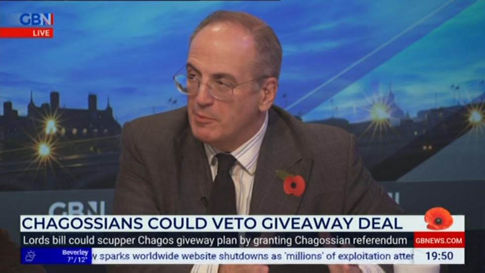 Broadcast still at 50m. GB News, Farage, 22 October 2026.