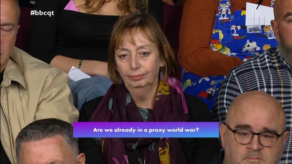 Broadcast still at 13m. BBC One, Question Time, 22 October 2026.