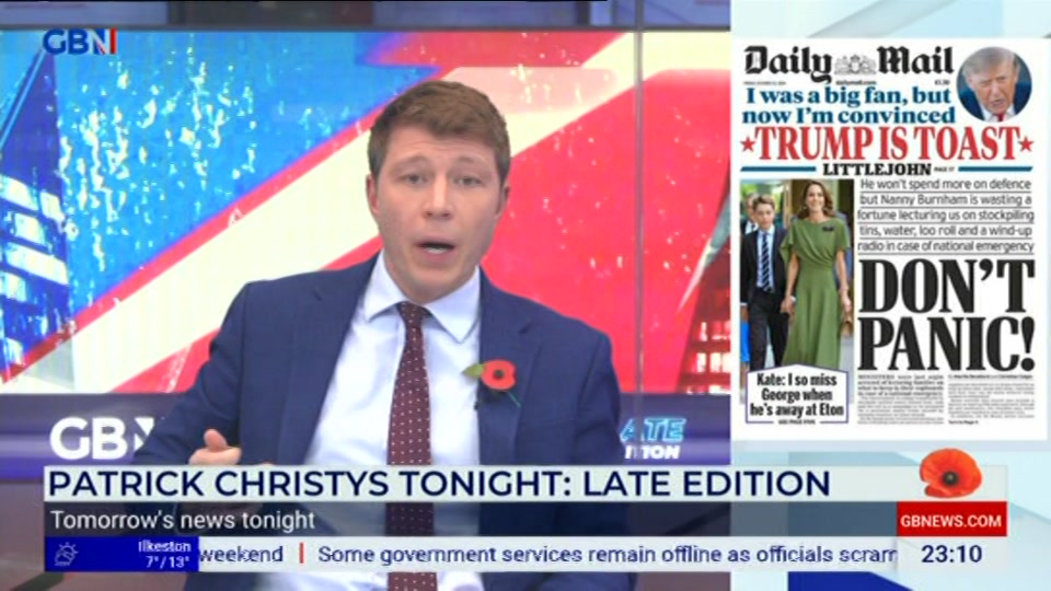 Still from GB News at 10:30