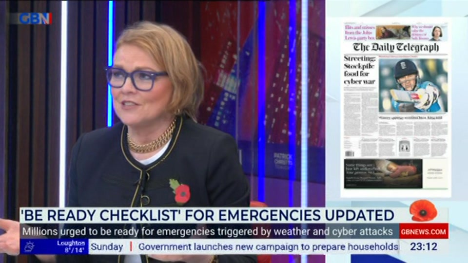 Broadcast still at 12m 30s. GB News, Patrick Christys Tonight Late, 22 October 2026.