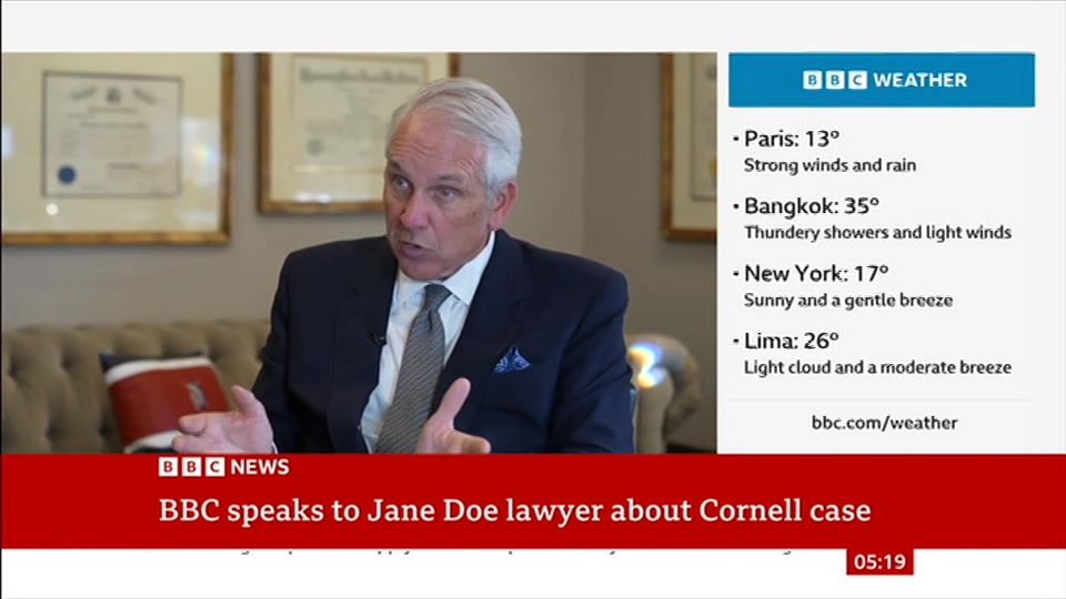 Broadcast still at 19m. BBC News, 23 October 2026.
