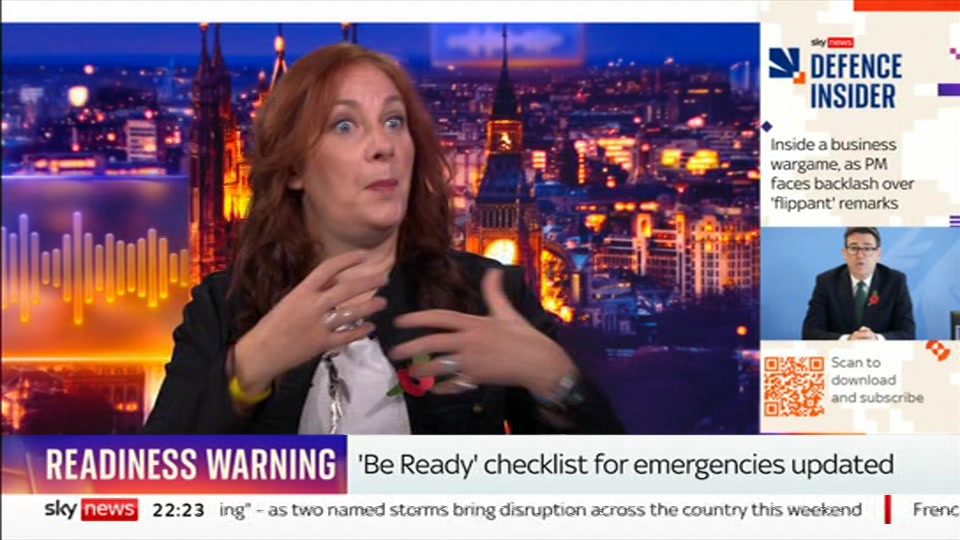 Broadcast still at 23m. Sky News, The Wrap With Gillian Joseph, 23 October 2026.