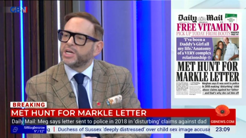 Broadcast still at 9m. GB News, Patrick Christys Tonight Late, 23 October 2026.