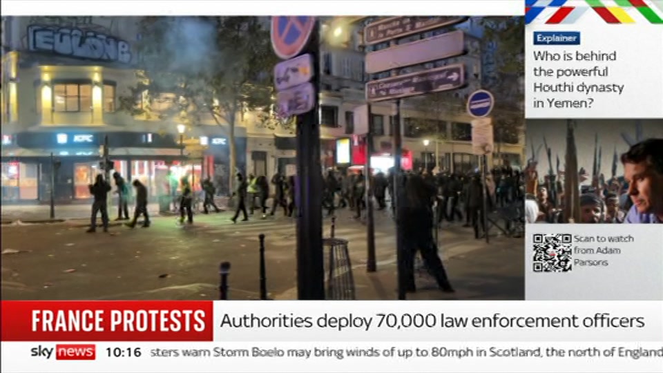 Broadcast still at 16m. Sky News, Sky News Today with Sam Washington, 24 October 2026.