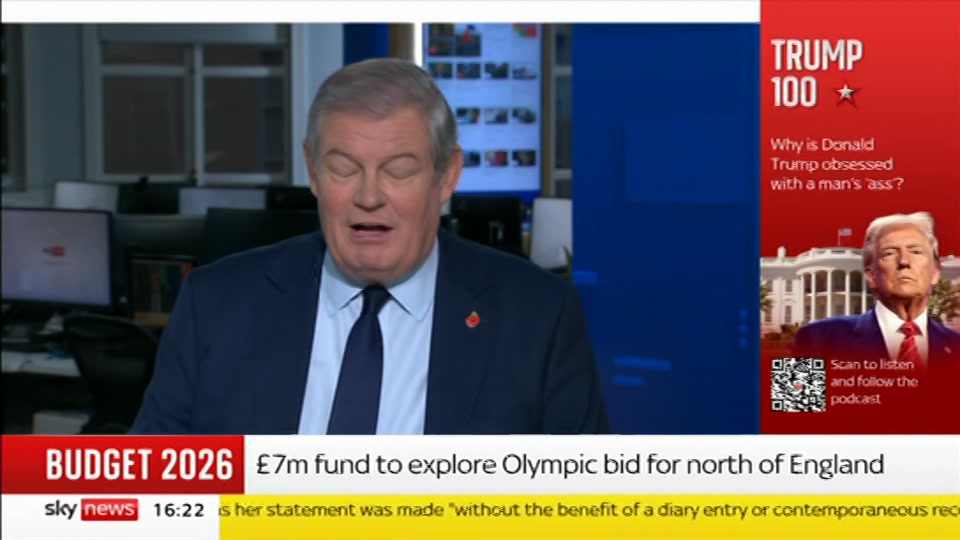 Broadcast still at 22m 30s. Sky News, Sky News Today, 24 October 2026.