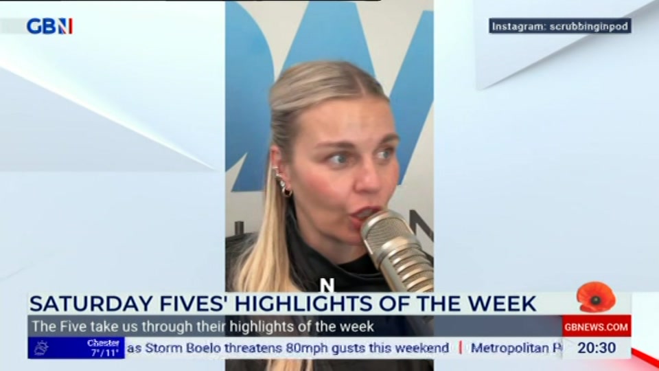 Broadcast still at 30m. GB News, The Saturday Five Extra, 24 October 2026.