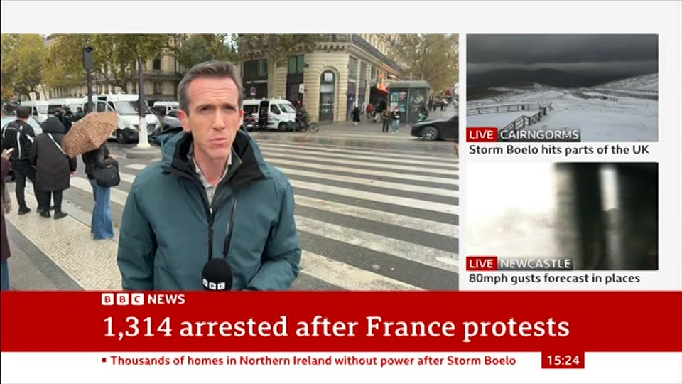 Broadcast still at 24m. BBC News, 25 October 2026.