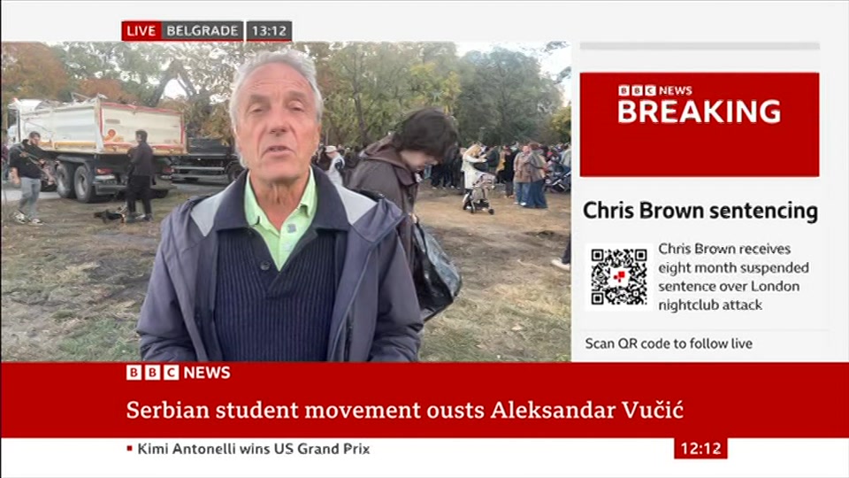 Broadcast still at 12m. BBC News, BBC News Now, 26 October 2026.