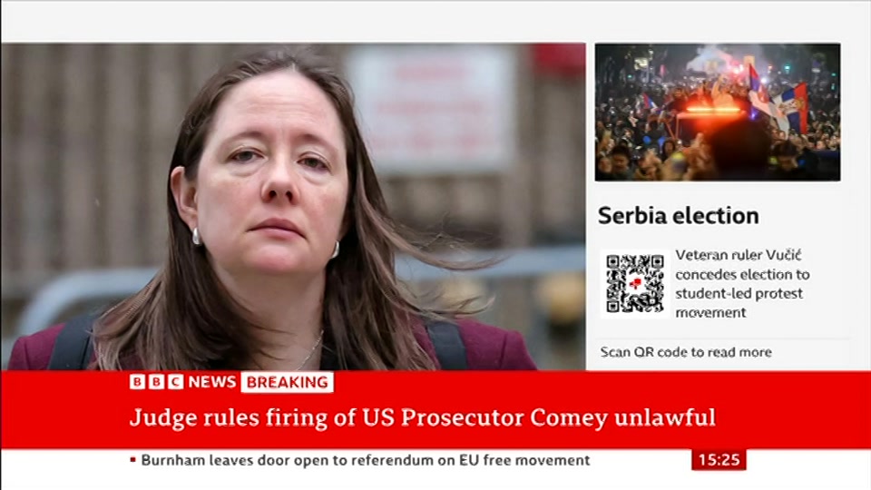 Broadcast still at 25m 30s. BBC News, Verified Live, 26 October 2026.