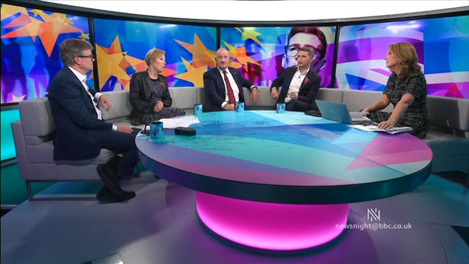 Broadcast still at 22m. BBC Two, Newsnight, followed by Weather, 26 October 2026.