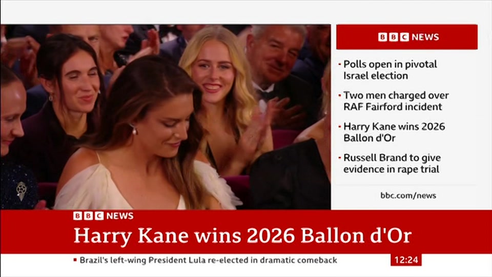 Broadcast still at 24m 30s. BBC News, BBC News Now, 27 October 2026.