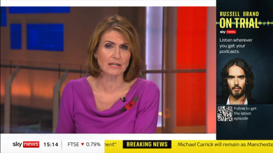 Broadcast still at 14m 30s. Sky News, Sky News Today with Jayne Secker, 27 October 2026.