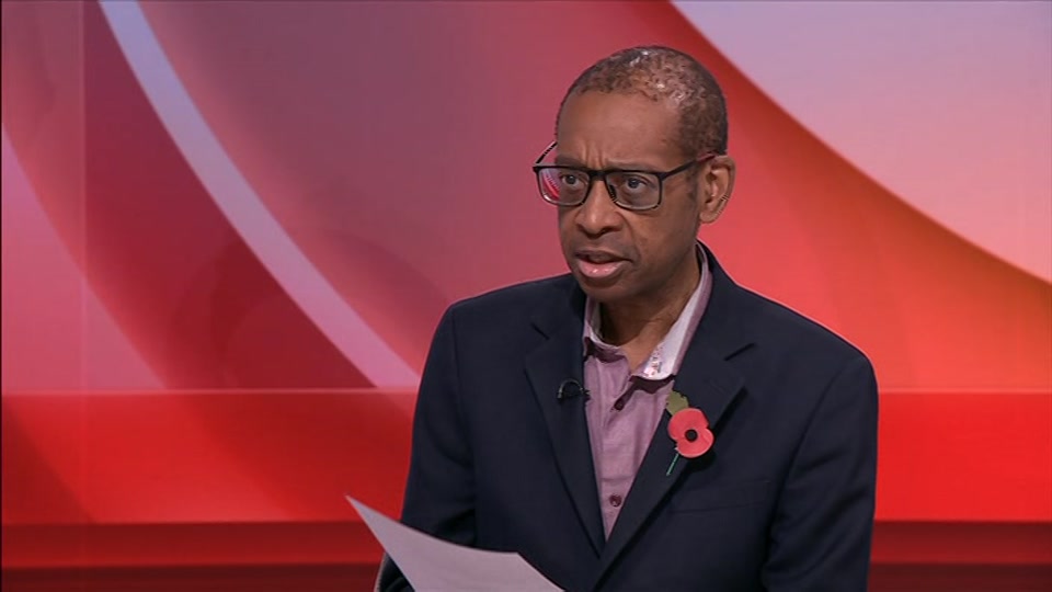 Broadcast still at 24m 30s. BBC One, BBC News, 27 October 2026.