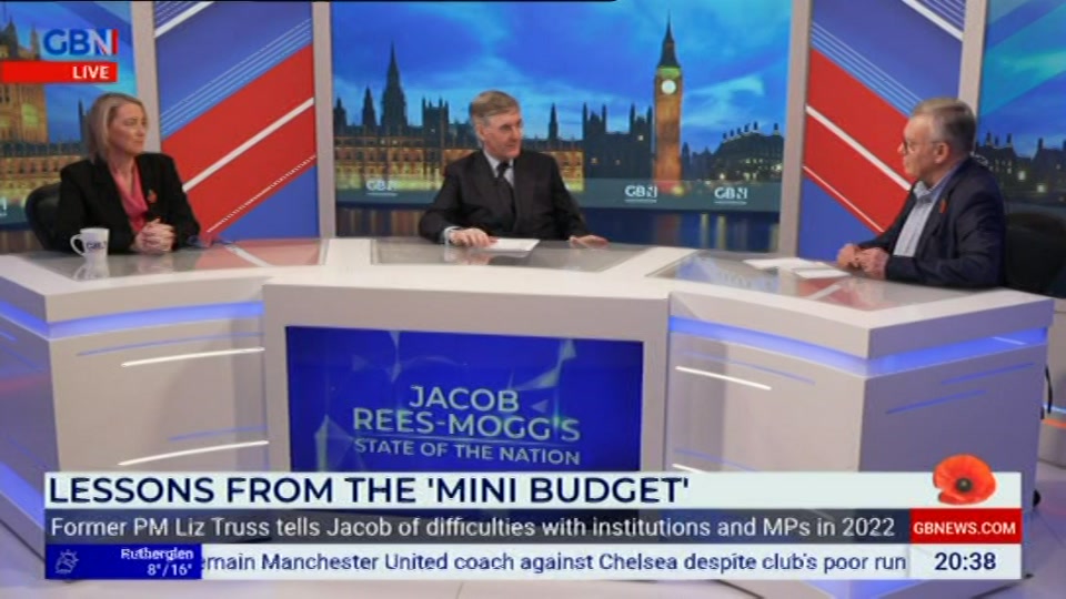 Broadcast still at 38m. GB News, Jacob Rees-Mogg's State Of The, 27 October 2026.