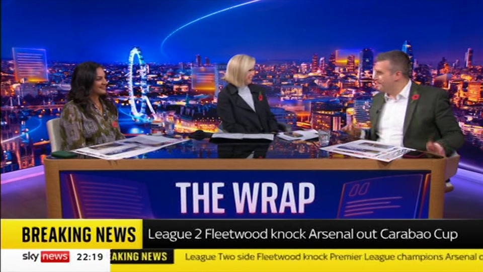 Broadcast still at 19m. Sky News, The Wrap With Anna Botting, 27 October 2026.