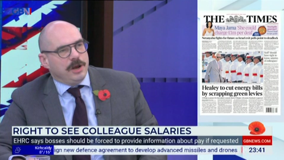 Broadcast still at 41m 30s. GB News, Patrick Christys Tonight Late, 27 October 2026.