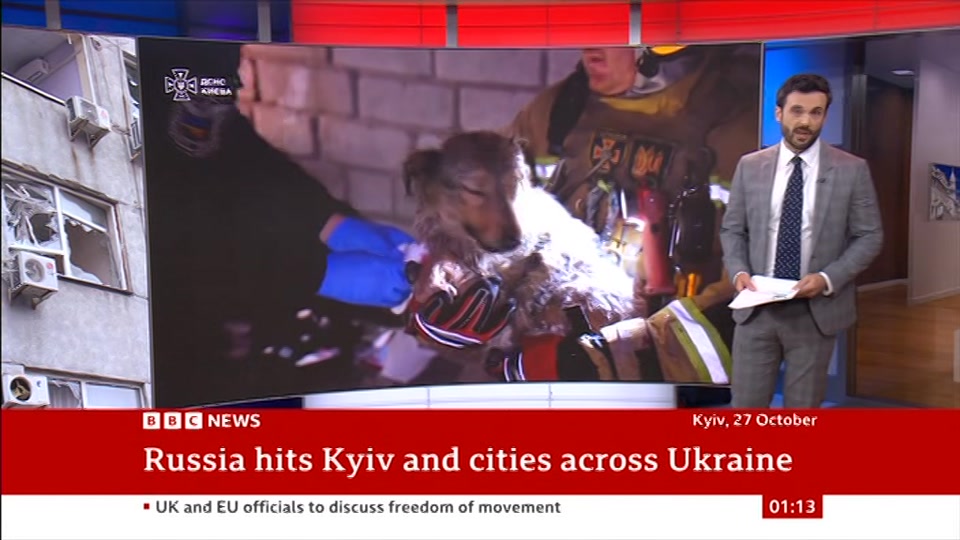 Broadcast still at 13m 30s. BBC News, 28 October 2026.