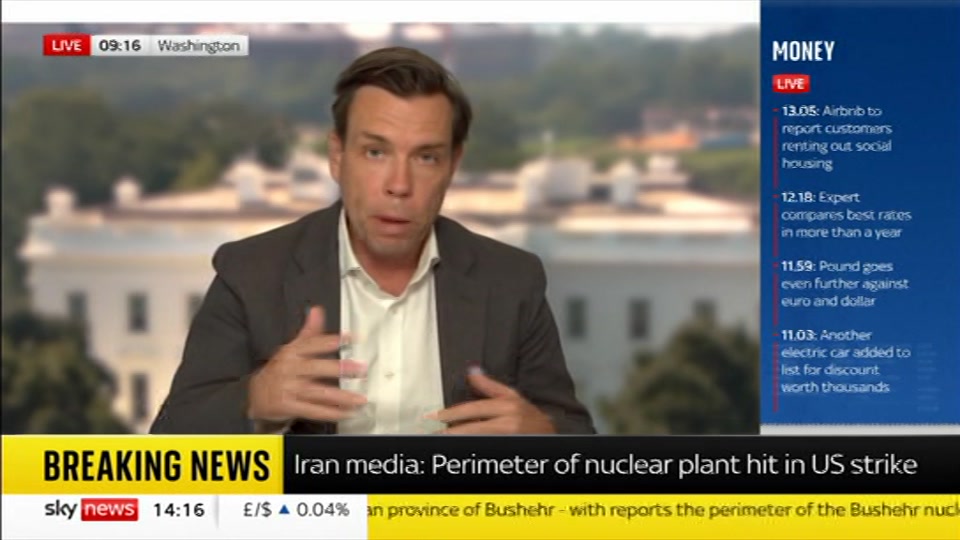 Broadcast still at 16m. Sky News, Sky News Today with Jayne Secker, 9 July 2026.