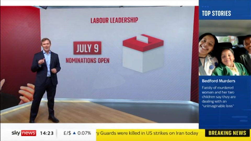 Broadcast still at 23m. Sky News, Sky News Today with Jayne Secker, 9 July 2026.