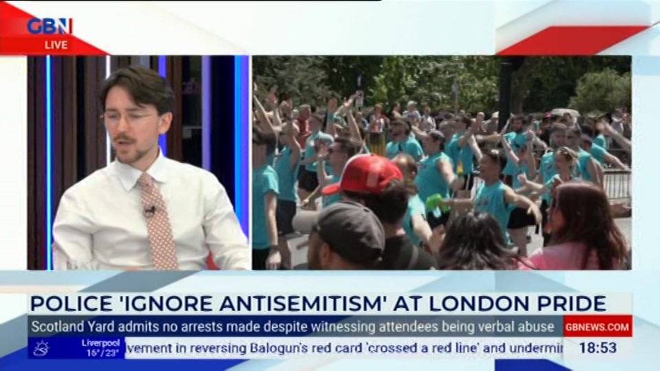 Broadcast still at 53m. GB News, New: Dewbs & Co, 6 July 2026.