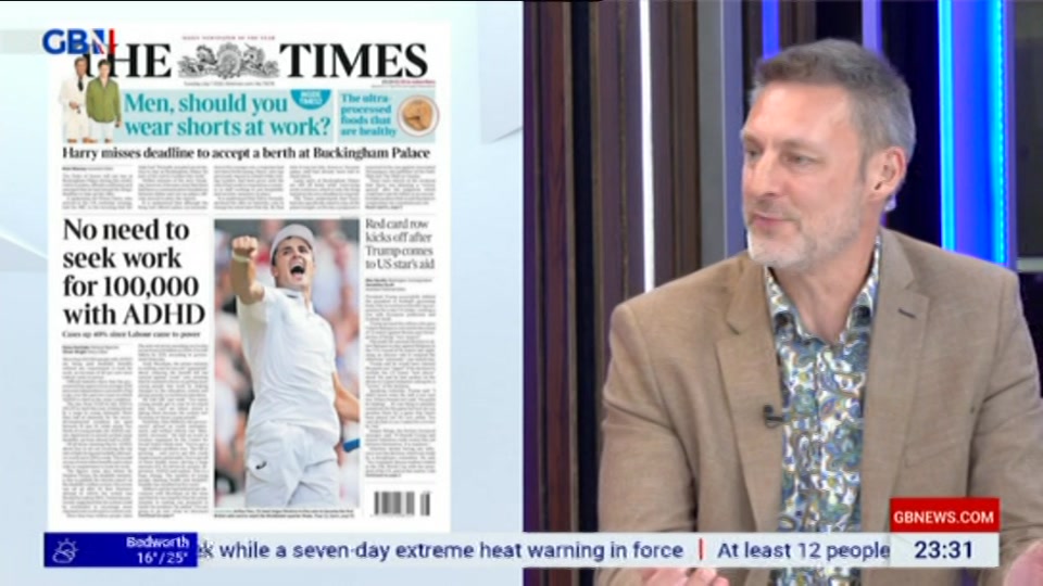 Broadcast still at 31m. GB News, New: Patrick Christys Tonight Late..., 6 July 2026.
