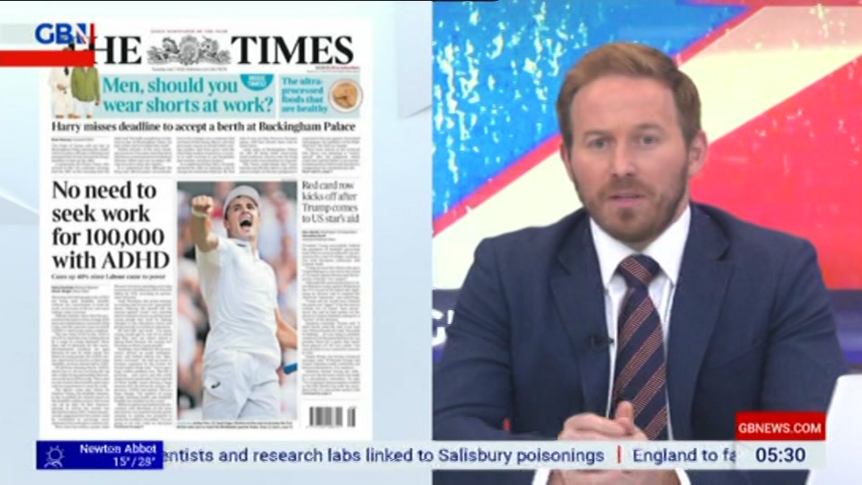 Broadcast still at 30m. GB News, Patrick Christys Tonight Late..., 7 July 2026.