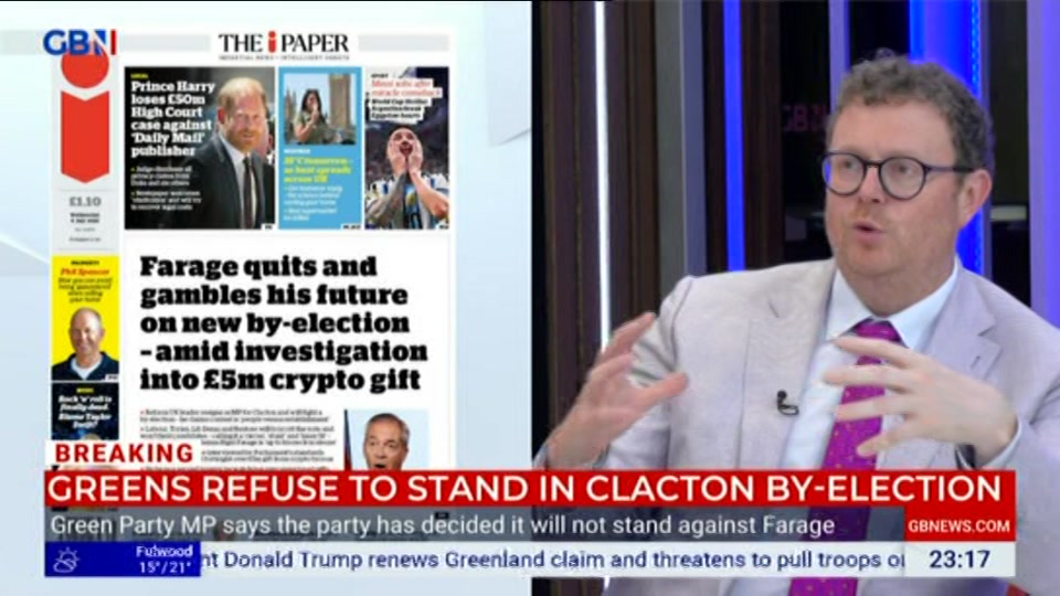 Broadcast still at 17m. GB News, New: Patrick Christys Tonight Late..., 7 July 2026.