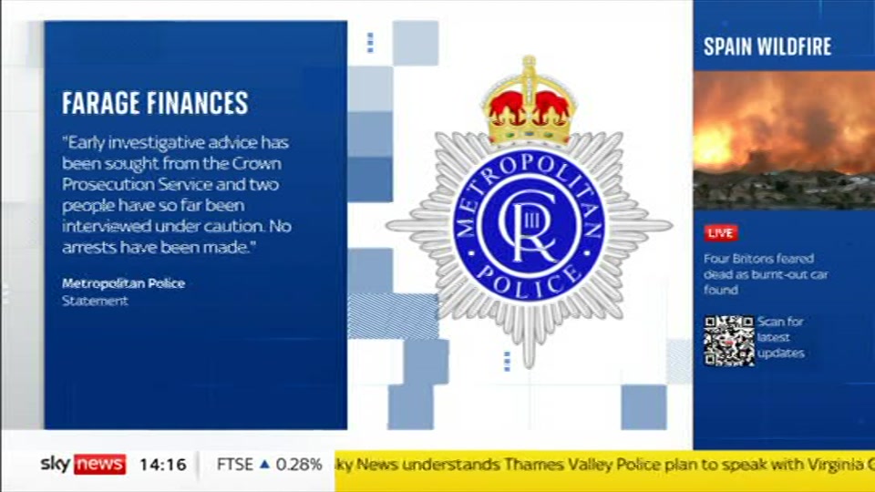 Broadcast still at 16m. Sky News, Sky News Today, 10 July 2026.