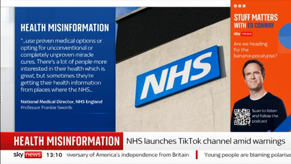 Broadcast still at 10m. Sky News, Sky News Today with Sam Washington, 4 July 2026.