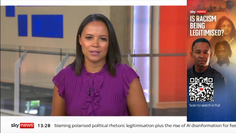 Broadcast still at 28m. Sky News, Sky News Today with Sam Washington, 4 July 2026.
