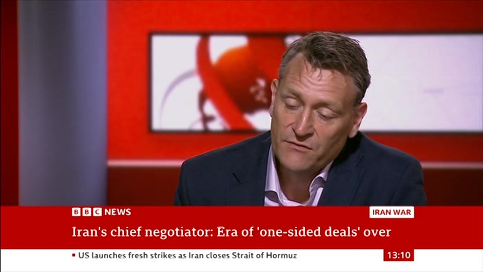 Broadcast still at 8m. BBC NEWS, BBC News, 12 July 2026.