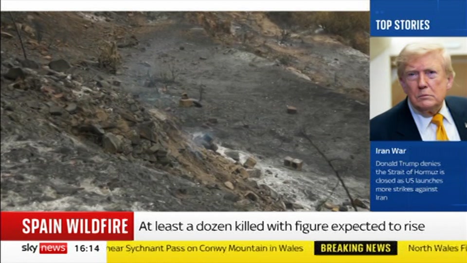 Broadcast still at 14m. Sky News, Sky News Today, 12 July 2026.