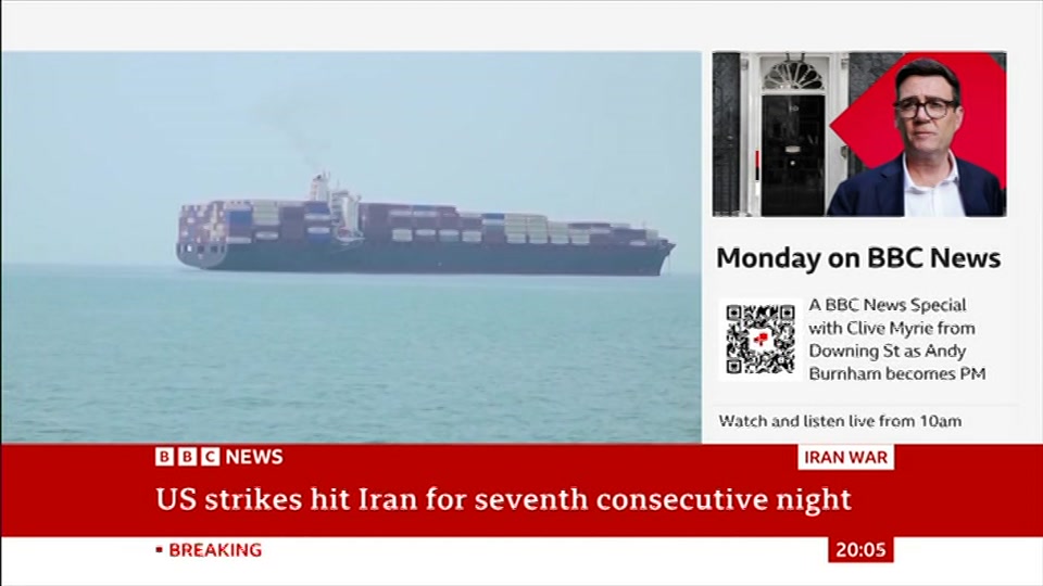 Broadcast still at 5m. BBC NEWS, BBC News, 18 July 2026.