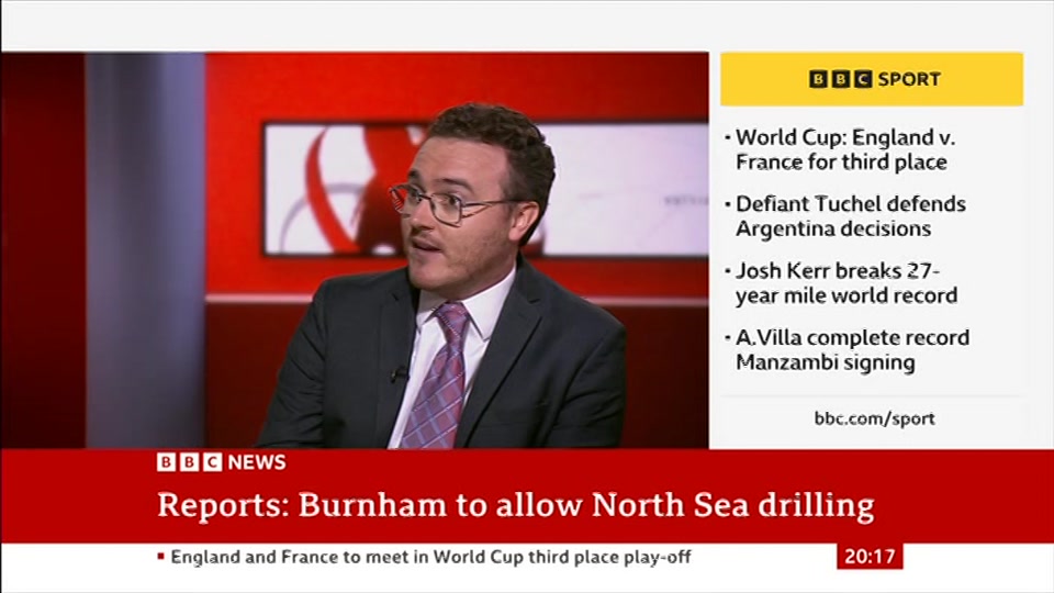 Broadcast still at 17m. BBC NEWS, BBC News, 18 July 2026.