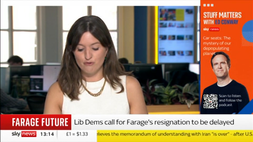 Broadcast still at 14m. Sky News, Sky News Today with Jayne Secker, 8 July 2026.