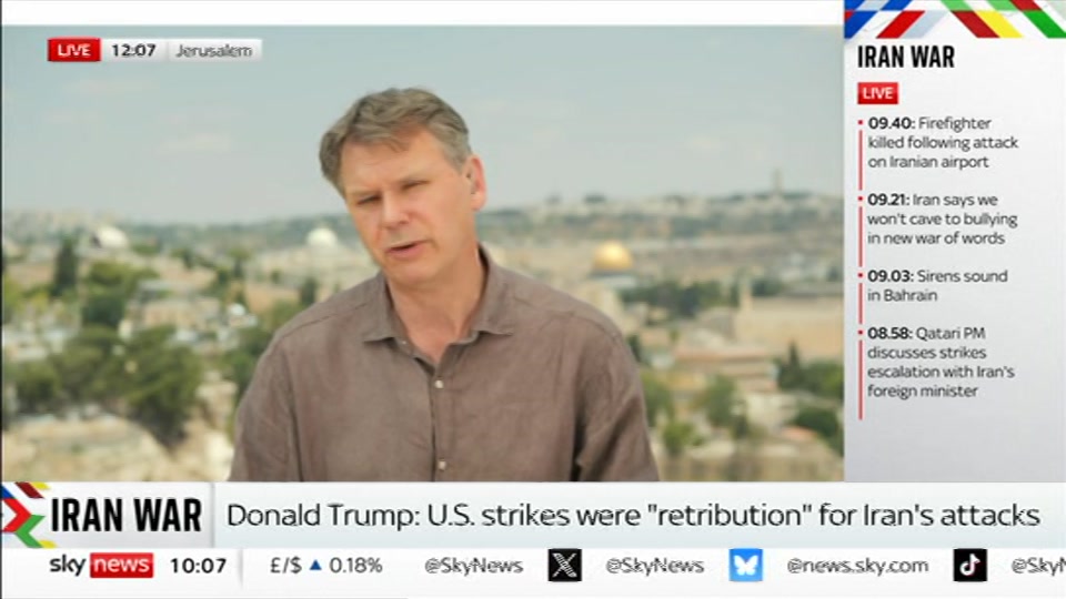 Broadcast still at 7m. Sky News, Sky News Today with Gareth Barlow, 9 July 2026.