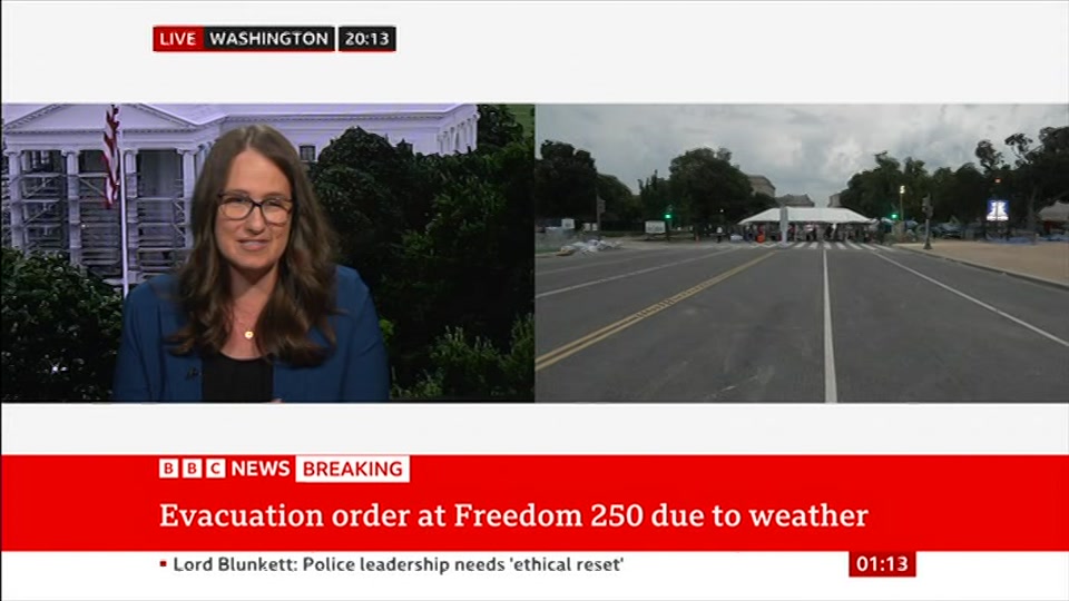 Broadcast still at 13m. BBC NEWS, BBC News, 5 July 2026.