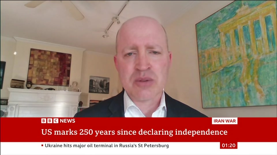 Broadcast still at 20m. BBC NEWS, BBC News, 6 July 2026.
