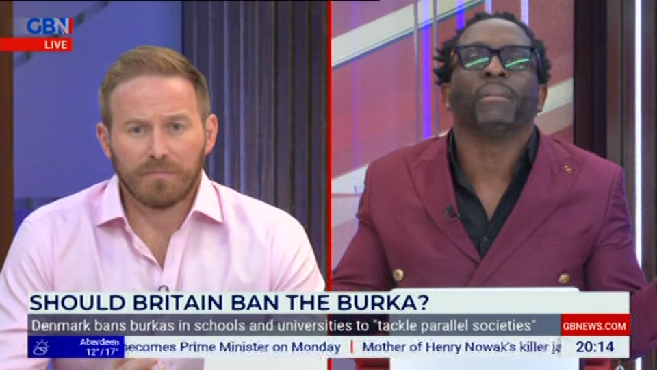 Broadcast still at 14m. GB News, New: The Saturday Five Extra, 18 July 2026.