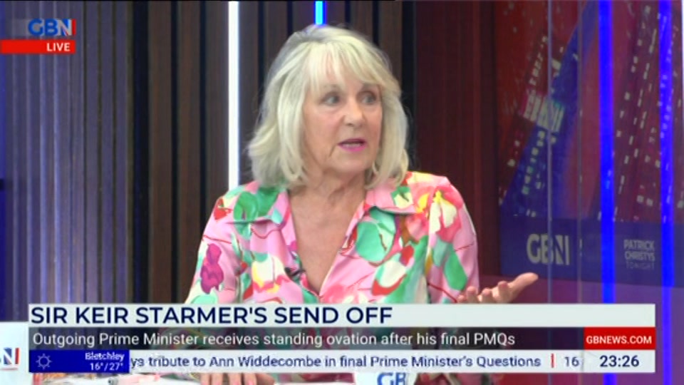 Broadcast still at 26m. GB News, New: Patrick Christys Tonight Late..., 15 July 2026.