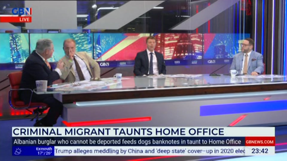 Broadcast still at 42m. GB News, New: Patrick Christys Tonight Late..., 17 July 2026.