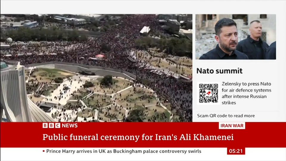 Broadcast still at 21m. BBC NEWS, BBC News, 7 July 2026.