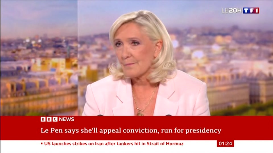 Broadcast still at 24m. BBC NEWS, BBC News, 8 July 2026.
